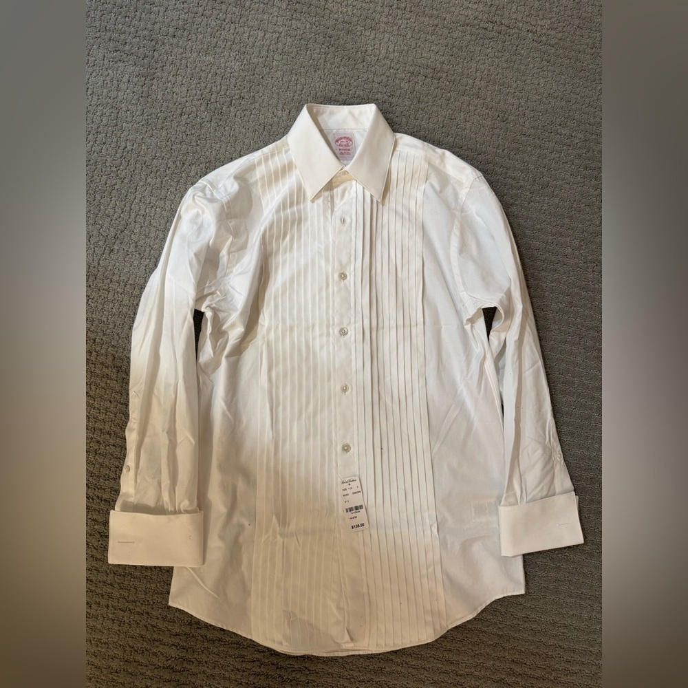 NWT Brooks Brothers White Tuxedo Shirt 14.5 XS